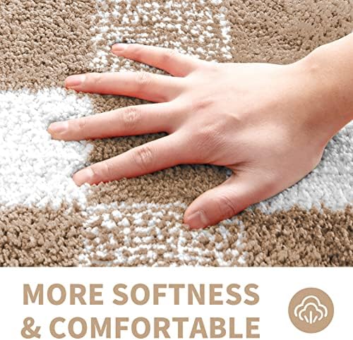 CozeCube Beige Checkered Bath Mat 47"x24" Non Slip Washable Rug
