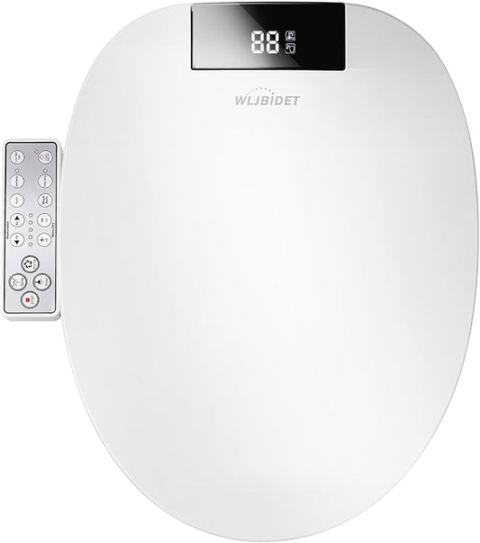 Toilet Bidet Seat, Instant Warm Water, Self-Cleaning Nozzle, Multiple Spraying Modes, Electric Heated Seat, Warm Air Drying, Soft Closed Lid, Display Screen, Requires Electricity, Round