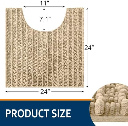 Smiry Bathroom Toilet Rugs U Shaped 24x24, Chenille Bath mats for Toilet