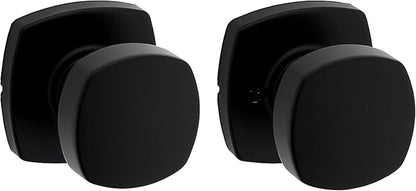 Kwikset Arroyo Knob Interior Passage Door Knob, Handle For Closet and Hallway Doors, Non-Locking Doorknob in Matte Black, with Microban Protection