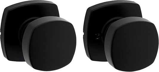 Kwikset Arroyo Knob Interior Passage Door Knob, Handle For Closet and Hallway Doors, Non-Locking Doorknob in Matte Black, with Microban Protection
