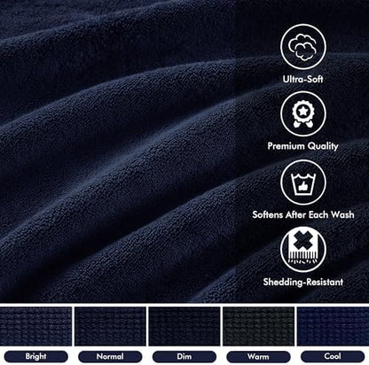 Madison Park 800GSM 100% Cotton Bathroom Bath Towel Set of 8, Dark Navy