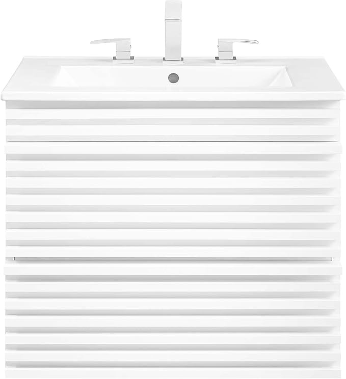 Modway Render 24" Wall-Mount Bathroom Vanity in White White