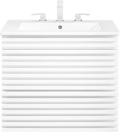 Modway Render 24" Wall-Mount Bathroom Vanity in White White