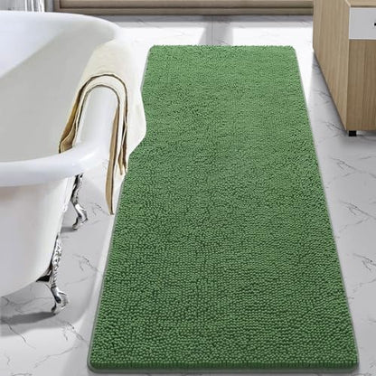 LOCHAS Luxury Bathroom Rug Shaggy Bath Mat 24 x 60 Inch, Green