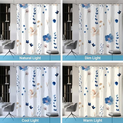 WITHLOC Floral Shower Curtains for Bathroom, Blue, 72" W x 72" L