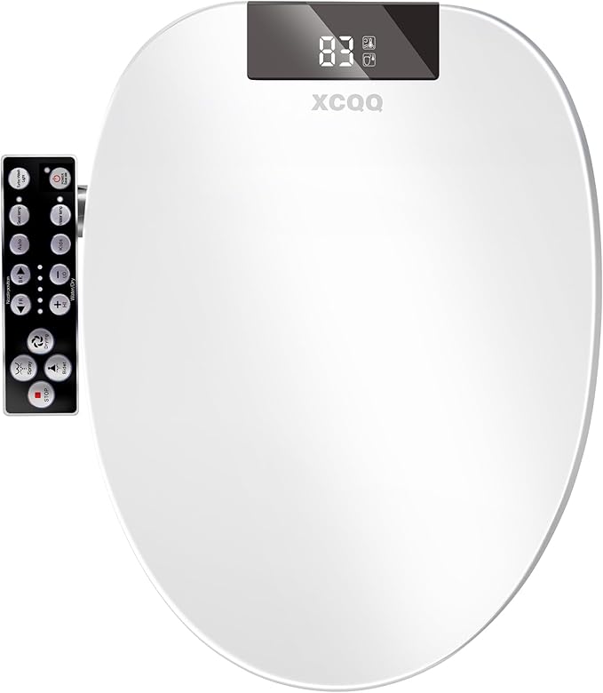 Electric Heated Bidet Toilet Seat with Warm Water Wash, Warm Air Dryer, Soft Closed Lid, Night Light, LED Display, Toilet Seat with Bidet Requires Outlet - Elongated