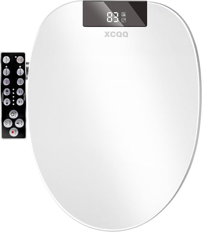Electric Heated Bidet Toilet Seat with Warm Water Wash, Warm Air Dryer, Soft Closed Lid, Night Light, LED Display, Toilet Seat with Bidet Requires Outlet - Elongated