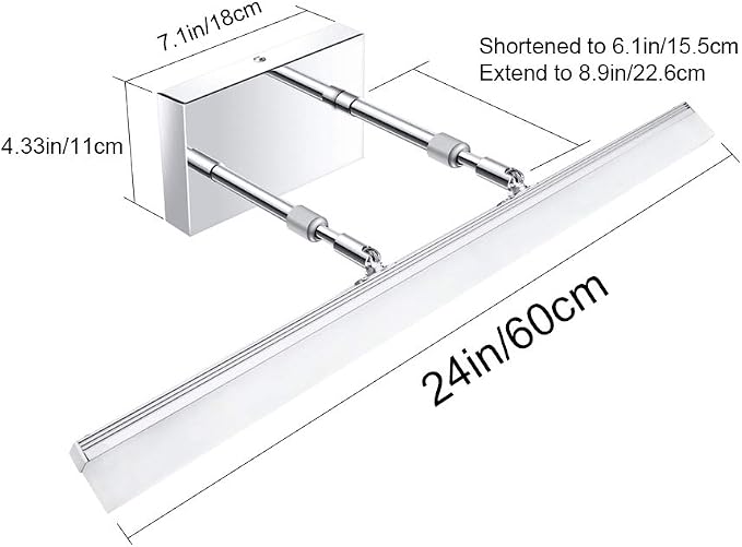 Aipsun 24 inch Modern LED Vanity Lights Adjustable Bathroom Vanity Light Fixtures Chrome Bathroom Light Fixture Over Mirror 5500K