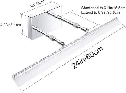 Aipsun 24 inch Modern LED Vanity Lights Adjustable Bathroom Vanity Light Fixtures Chrome Bathroom Light Fixture Over Mirror 5500K