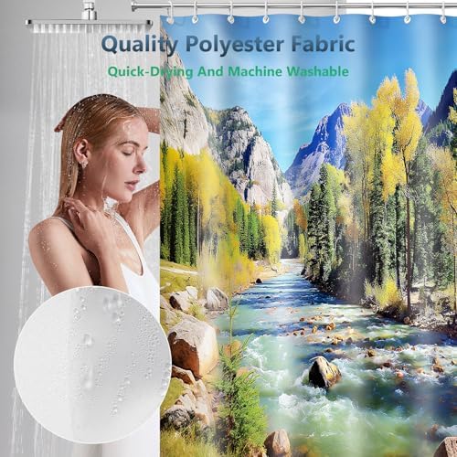 Colorado Forest Mountain Wilderness Shower Curtain with Hooks 72 x 72 Inch