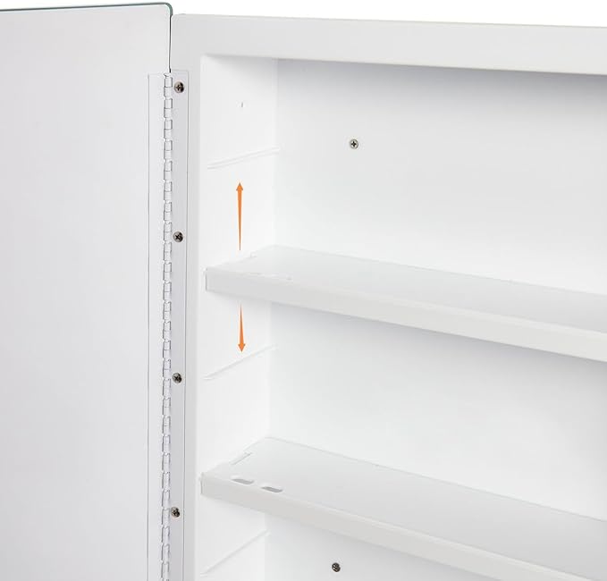 Plastic Bathroom Medicine Cabinet with Framed Mirror 16 x 22 inch, Surface and Recessed Mount
