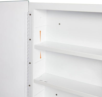 Plastic Bathroom Medicine Cabinet with Framed Mirror 16 x 22 inch, Surface and Recessed Mount