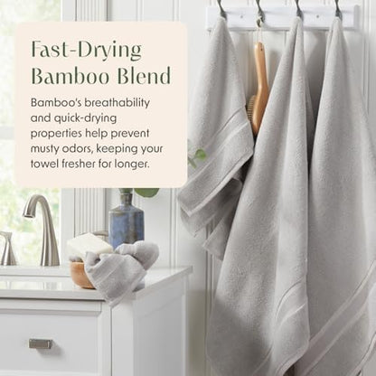 Luxury Bamboo Rayon Oversized Bath Towel Set | 2-Pack | Ultra Soft | Grey