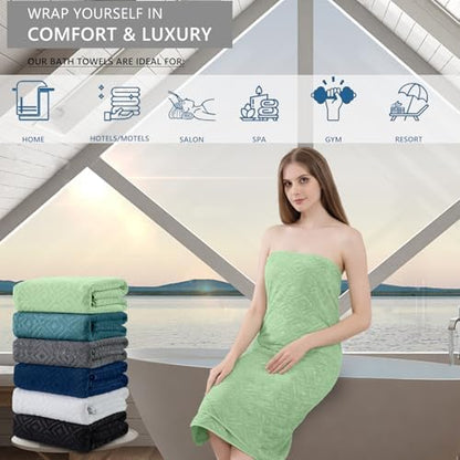 Bath Towel Set of 4 Extra Large Bath Sheet 35"x70" Oversized Bath Towel Soft Microfiber Bathroom Towel for Adults Highly Absorbent Quick Dry Towel Set for Bathroom,Hotel,Shower Towel Bath Sheet Green