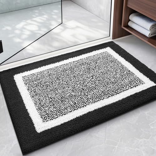 Color&Geometry Simple and Stylish Small Bath Mats for Bathroom,16"x24"Black