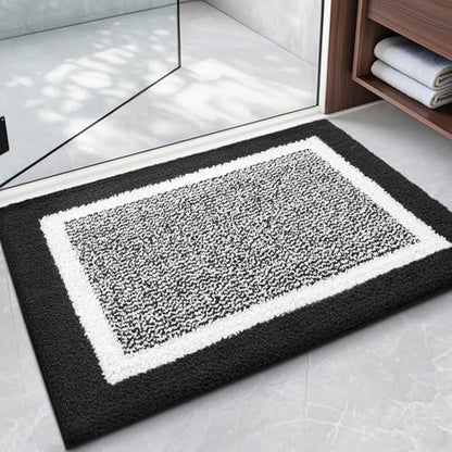 Color&Geometry Simple and Stylish Small Bath Mats for Bathroom,16"x24"Black