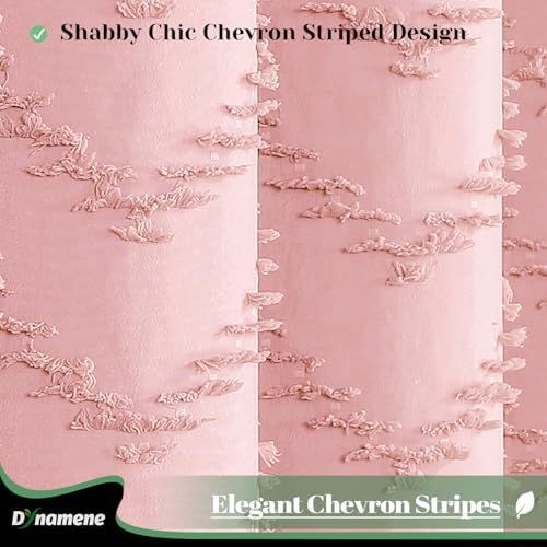 Dynamene Stall Boho Farmhouse Shower Curtain Tufted Chevron 54"x78" Pink