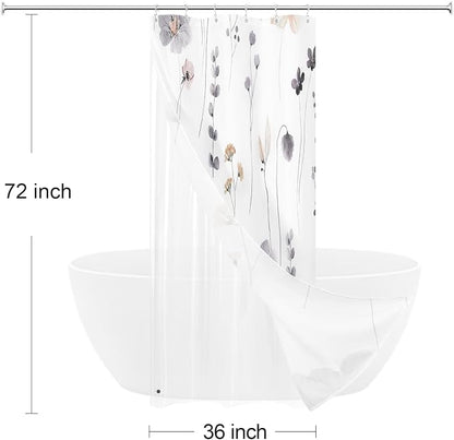 Small Stall 3 in 1 Shower Curtain Set, 36x72 | Narrow Half 3 in 1 Shower Curtain Set, PEVA Liner Set & 12 Double Sided Steel Hooks, Waterproof Fabric Bathroom Curtain