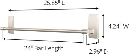 Command Bath Satin Nickel Towel Bar with Water Resistant Command Strips, Bathroom Organizer, 24 in Bar Length Holds up to 10 lbs