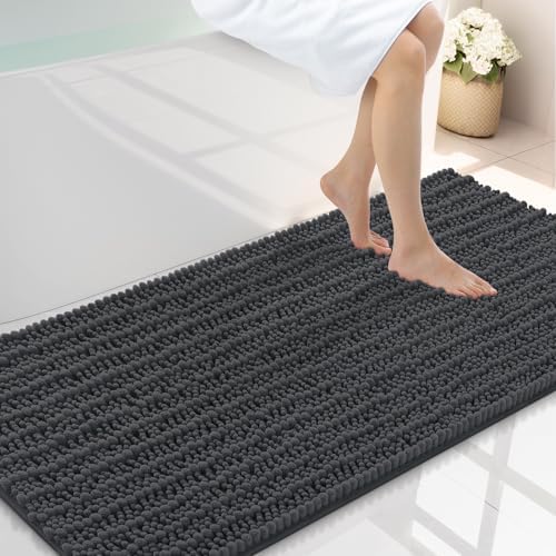 Smiry Bathroom Rugs 47X24, Extra Soft Rubber Backing Chenille Bath Mats