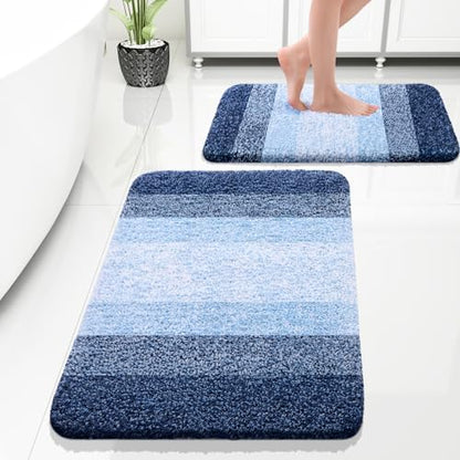 OLANLY Micorfiber Bathroom Rug Set 2 Piece, 30"x20"+24"x16"