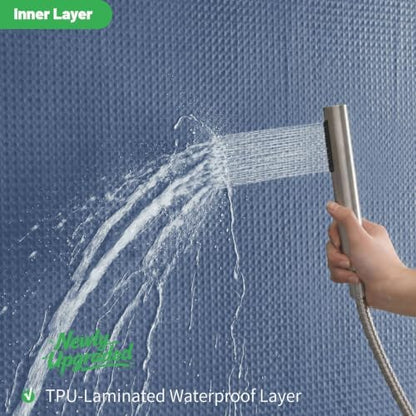 No Hook Waffle Shower Curtain, No Liner Needed, 71x74 Inch, Moonlight Blue