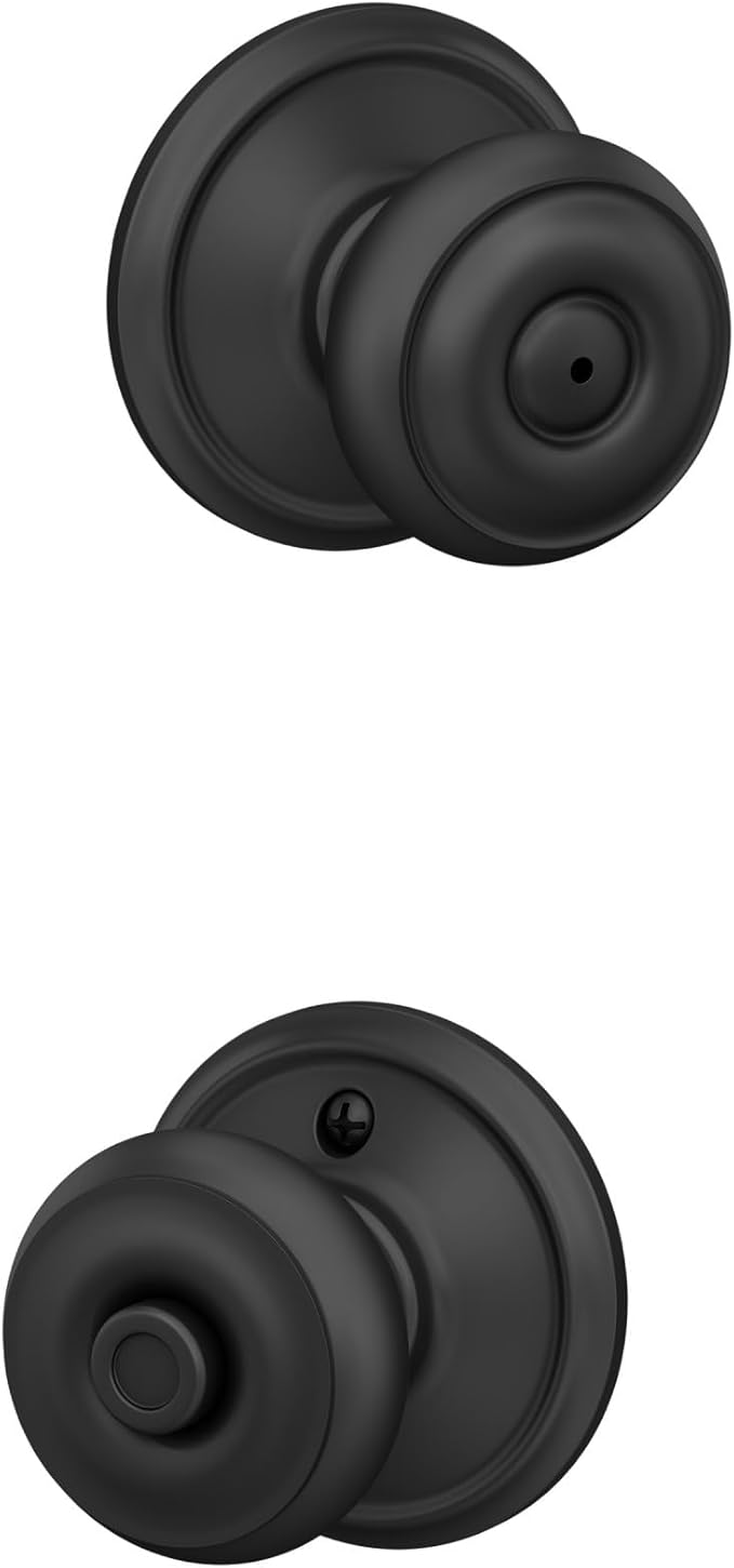 Schlage F40 GEO 622 Georgian Door Knob, Bed & Bath Privacy Lock, Matte Black
