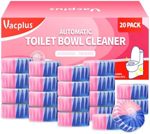 Vacplus Toilet Bowl Cleaner Tablets, 20 Pack, Auto Cleaning, Long-Lasting