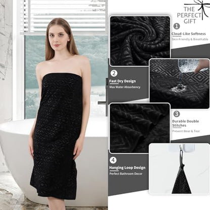Bath Towel Set of 4 Extra Large Bath Sheet 35"x70" Oversized Bath Towel Soft Microfiber Bathroom Towel for Adults Highly Absorbent Quick Dry Towel Set for Bathroom,Hotel,Shower Bath Sheet Towel Black