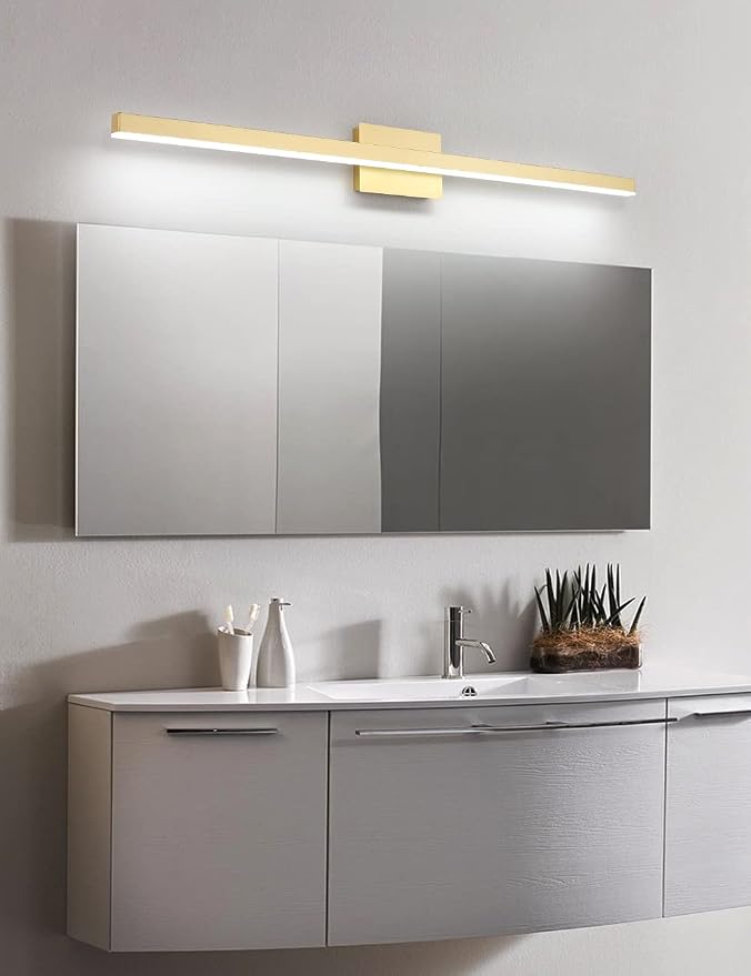 Joossnwell Gold Vanity Lights Bar 47.2 inch Modern LED Bathroom Light Fixtures Wall Lighting Over Mirror 30W Cold Light 6000K