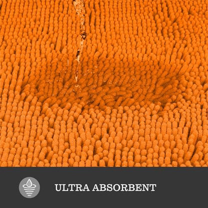 Yeaban Chenille Orange Bathroom Rug 20"x32", Non-Slip Rubber Backing