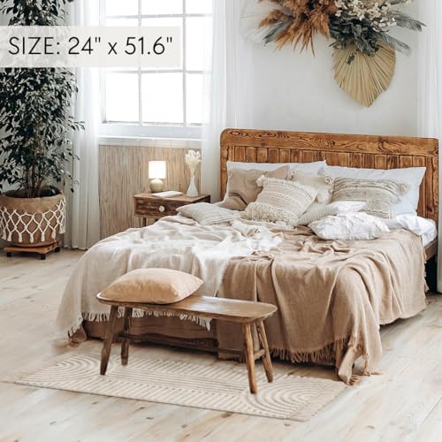 KIBAGA Boho Bathroom Rug with Tassels - Soft Non-Slip Cotton Mat, 2x4.3 ft