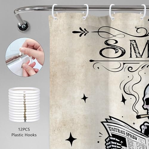 Halloween Skull Spooky Cat Skeleton Gothic Cool Bathroom Shower Curtain Set