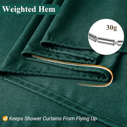 Naturoom Linen Shower Curtain 96 Inch Long for Bathroom Dark Green 1 Panel