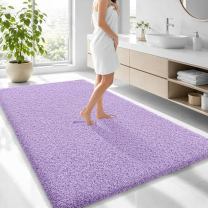 OLANLY Microfiber Large Bathroom Rugs 70x46, Ultra Soft Bath Mat, Lavender