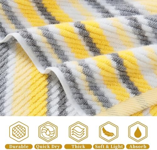 VOOVA & MOVAS Yellow Hand Towels 4 Pack, 100% Cotton, 16x27 in