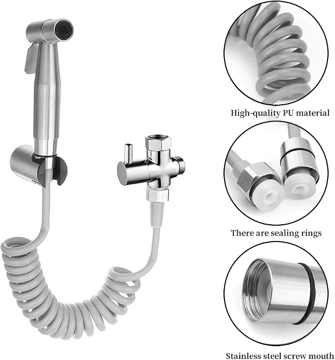Spring Flexible Shower Hose,ABS Bathroom Spiral Flexible Telescopic Shower Hose for Toilet Faucet, Bidet Sprayer, Hand Shower,Standard G1/2 Connectors(Gray)