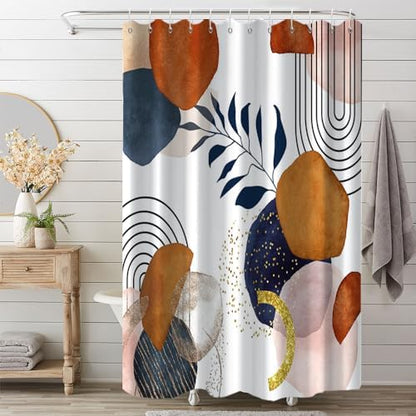 Boho Navy Blue Shower Curtain for Bathroom 72x84 Inch