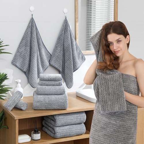 Ycosy Grey Hand Towels Set 16x31 Inches,Soft Microfibers Bathroom Towel Set 2 Pack,Highly Absorbent Quick Dry Luxury Towel Hotel Spa Gym Hand Towel Collection for Bathroom