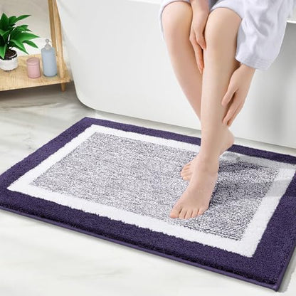 OLANLY Bathroom Rugs 30x20, Soft Absorbent Microfiber Bath Rugs, Purple
