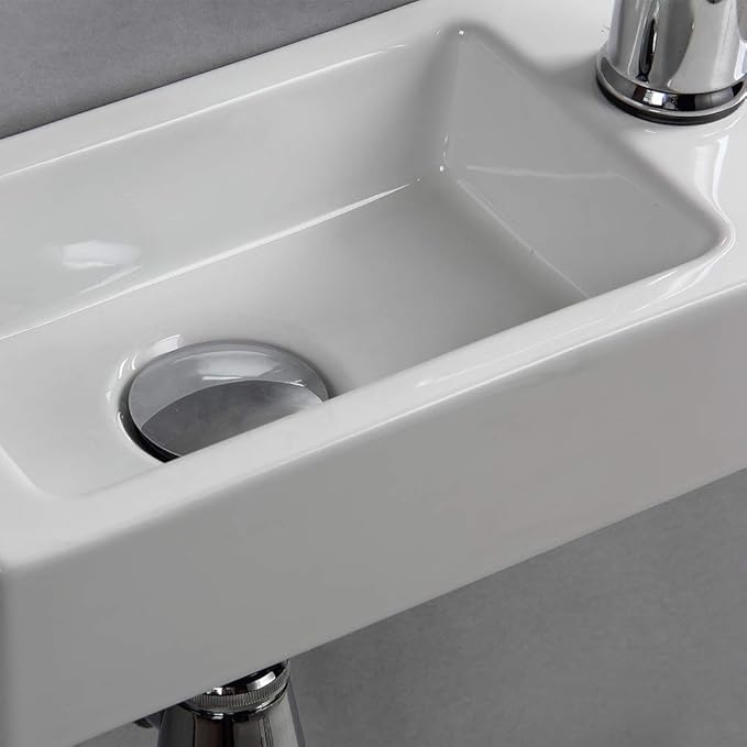 Small Bathroom Sink Wall Mounted Bathroom Sink Rectangle Ceramic Wash Basin Right Hand (Right Hand)