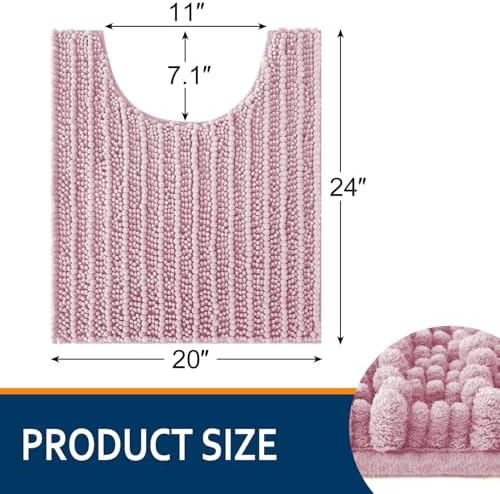 Smiry Bathroom Toilet Rugs U Shaped 24X20, Chenille Bath mats for Toilet