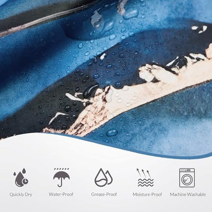 Blue Marble Shower Curtain, Modern Abstract Luxury Blue Gold Ink Texture Watercolor Art Bathroom Curtains Ombre Machine Washable Waterproof Fabric Bathtub Curtain Set with Hooks 60" Wx72 L