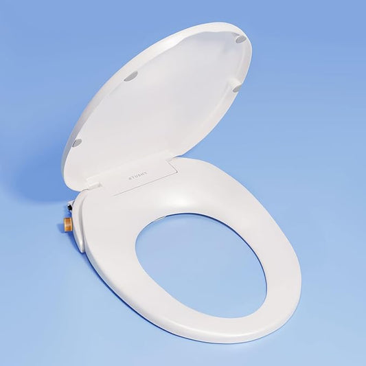 TUSHY Wave Non-Electric Bidet Toilet Seat | Sleek Elongated Design, Quick-Release for Easy Cleaning | DuoFlow Front & Rear Wash, Self-Cleaning Nozzle, Soft-Close Lid, 10-Min DIY Install, Bamboo Knob