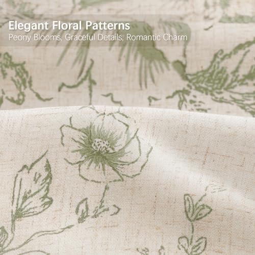 Farmhouse Floral Vintage Shower Curtain for Bathroom,Sage Green and Tan