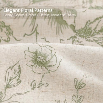 Farmhouse Floral Vintage Shower Curtain for Bathroom,Sage Green and Tan
