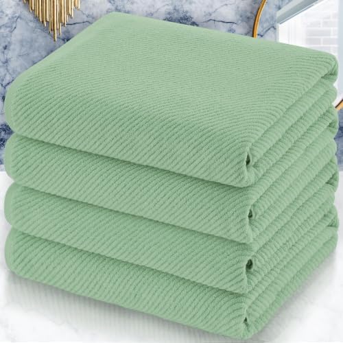 VOOVA & MOVAS Bath Towels 4PC, 100% Cotton, 30x56 in, Sage Green