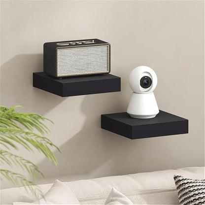 Furinno Tanna Floating Shelves for Wall Set of 2, 9 x 9 Wall Shelf, Wall Mounted Floating Shelf with Invisible Bracket, 2-Inch Thick, for Bathroom, Living Room, Bedroom, Home Office, Americano