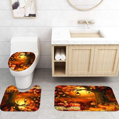 Yddsky 4PCS Fall Maple Tree Shower Curtain Sets for Bathroom,72x72 Inch